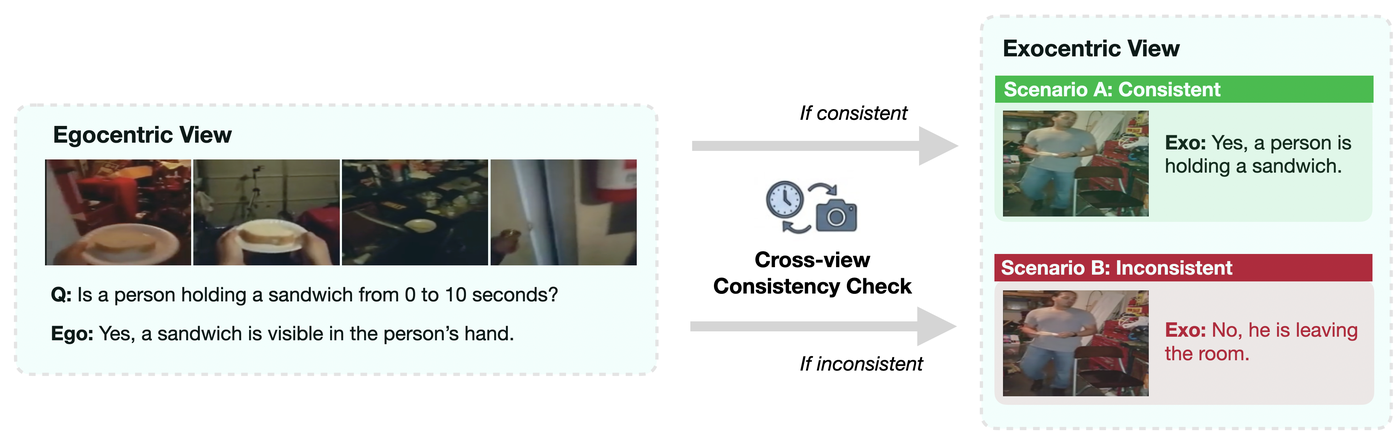 EgoExo-Con cross-view consistency evaluation setup